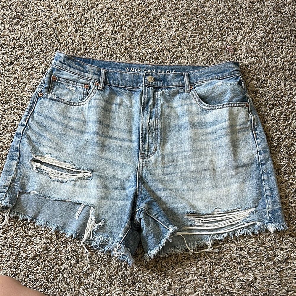 American Eagle Outfitters Women's Distressed Blue Denim Shorts